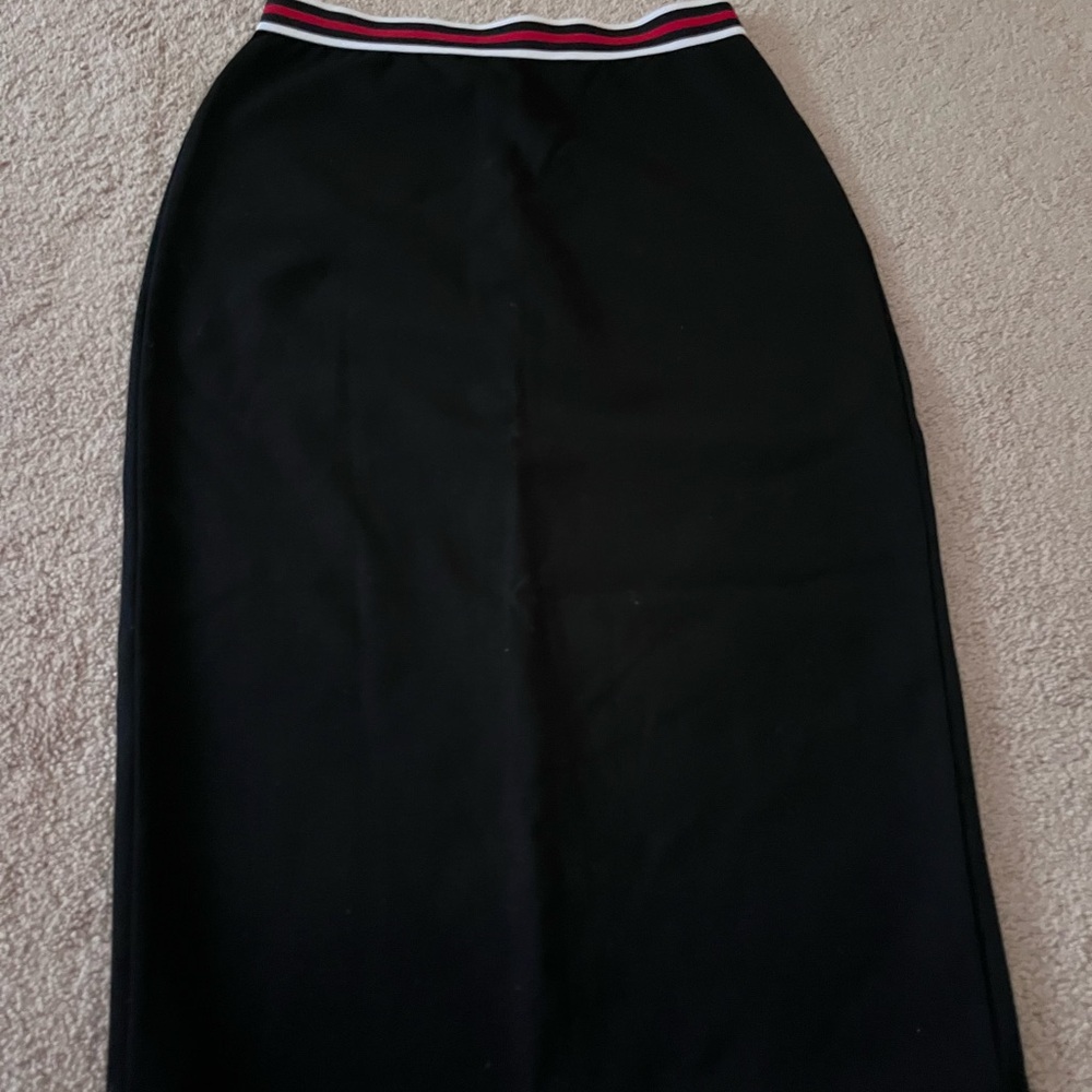 Halogen Black Pencil Skirt with Red and White Trim